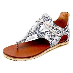 LOLA Shoes | White Snake Print Rope-Accent Sandal - Women